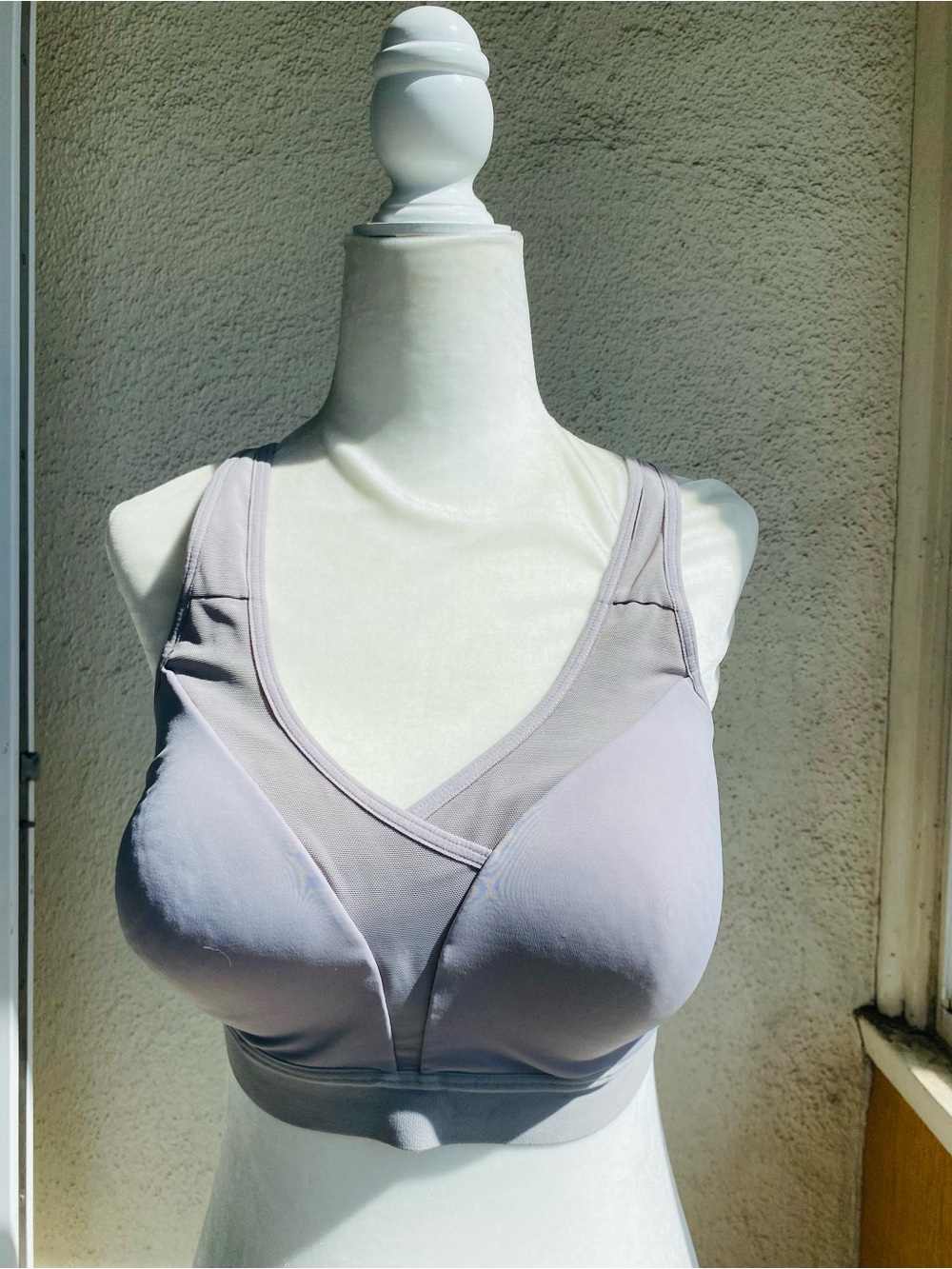 Champion Gray Mesh Panel Padded Sports Bra Adjustable Straps